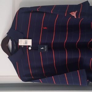 Navy blue striped polo shirt by Polo Golf size XXL.